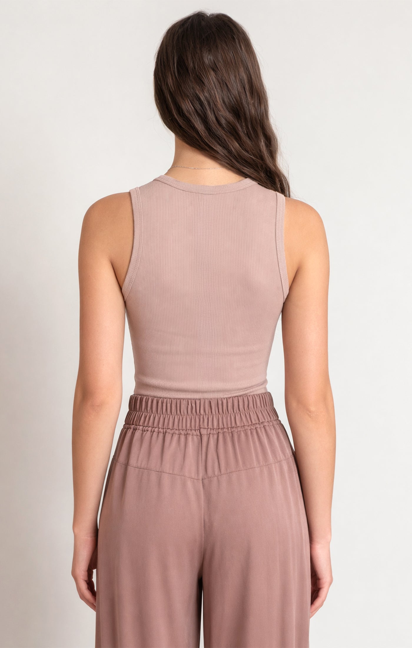 Dex Ribbed Tank - Dusty Rose