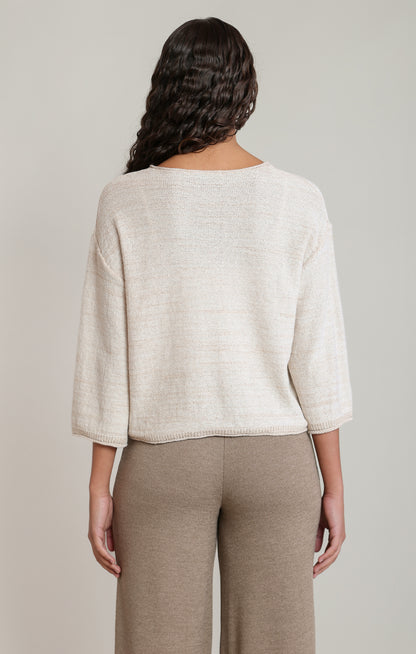 Dex V-Neck Sweater Top - Soft Oatmeal Mix
