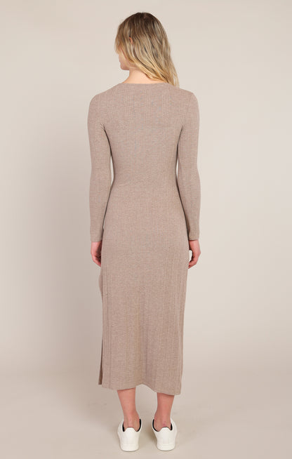 Dex Knot Waist Long Dress - Heather Brown