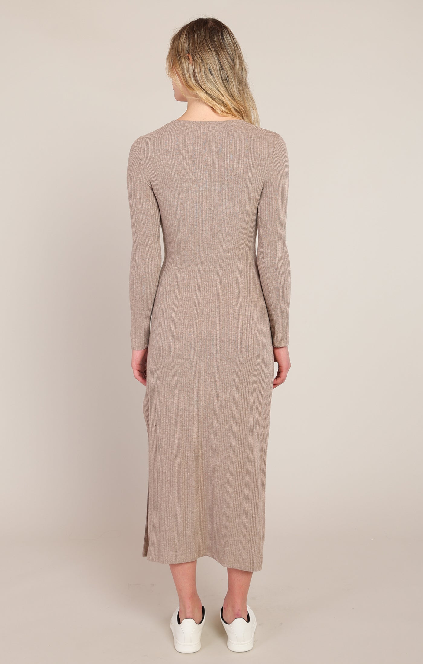 Dex Knot Waist Long Dress - Heather Brown