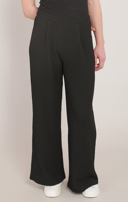 Dex Textured Wide Leg Pant - Black
