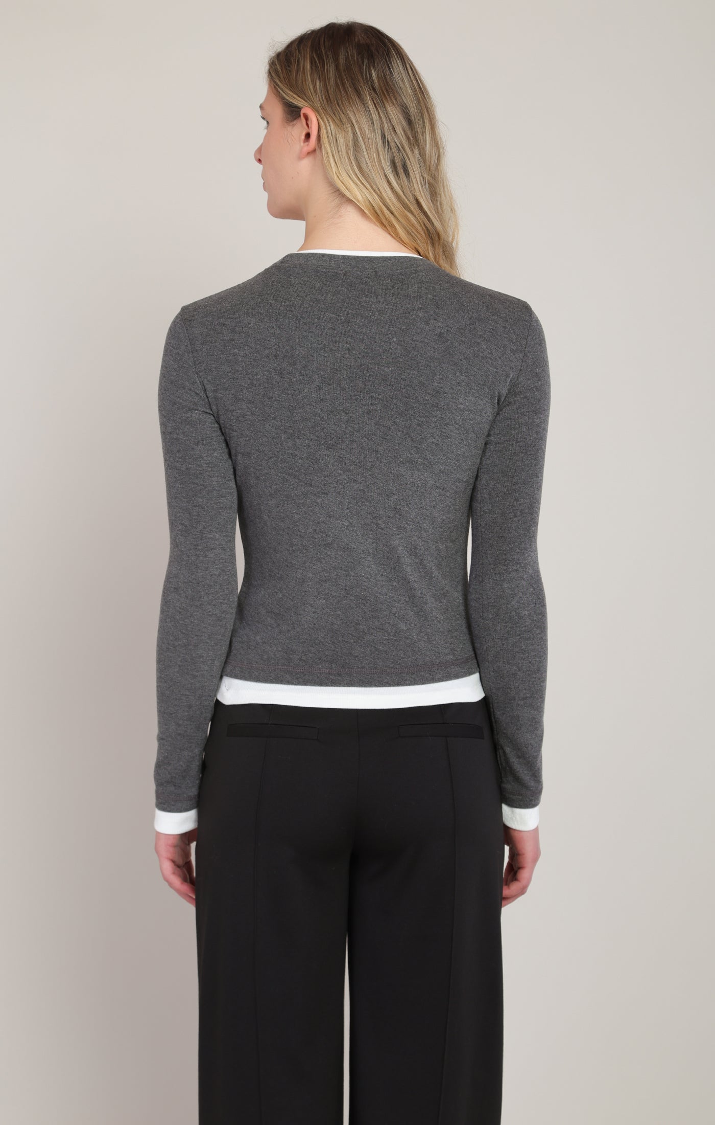 Dex Layered Look Top - Charcoal Heather