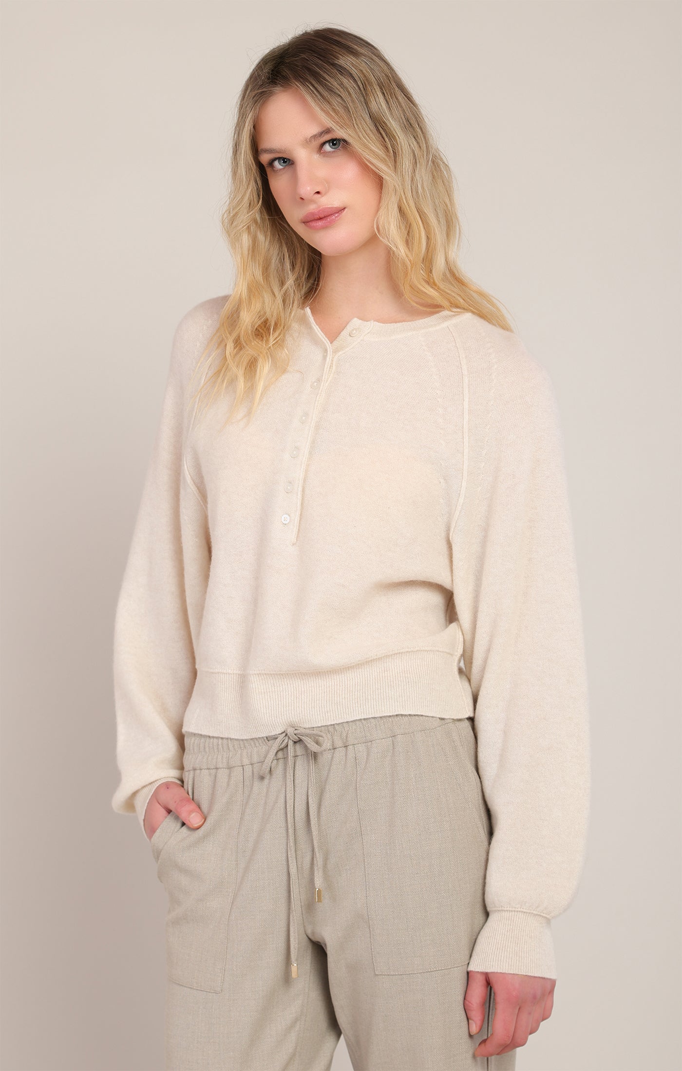 Dex Henley Sweater - Pearl