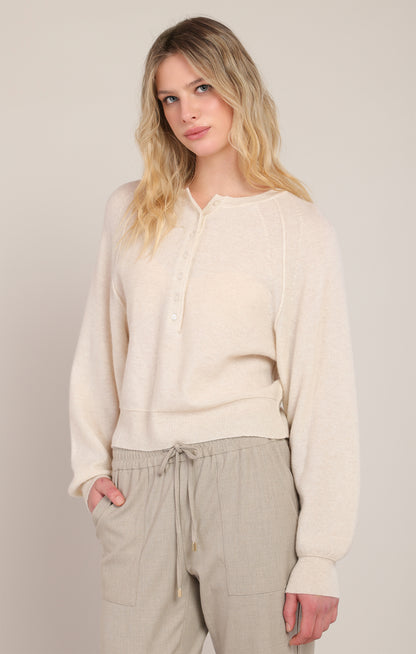 Dex Henley Sweater - Pearl