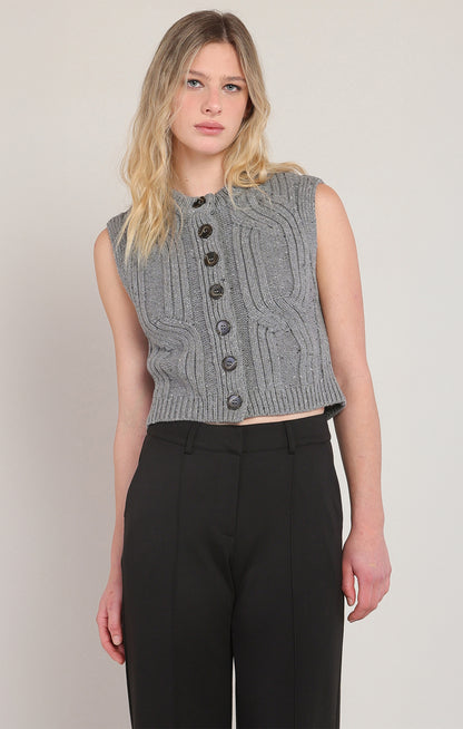 Dex Cable Sweater Vest - Grey