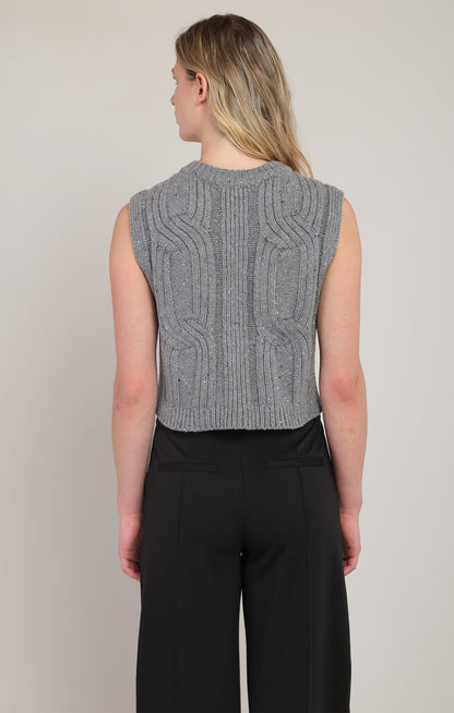 Dex Cable Sweater Vest - Grey