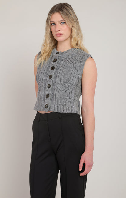 Dex Cable Sweater Vest - Grey