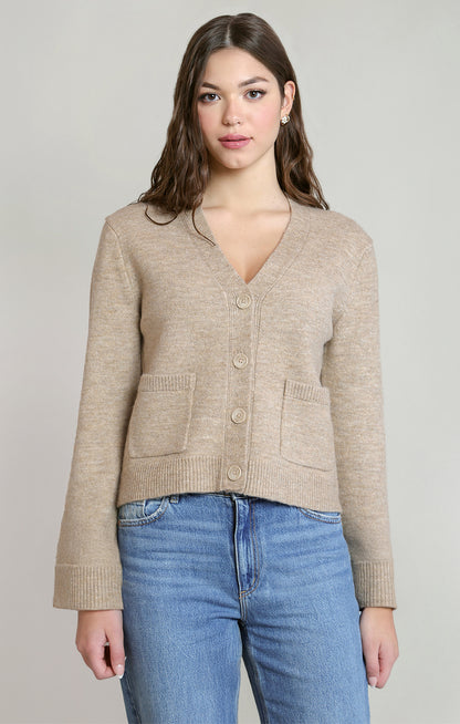 Dex Patch Pocket Cardigan - Taupe Heather