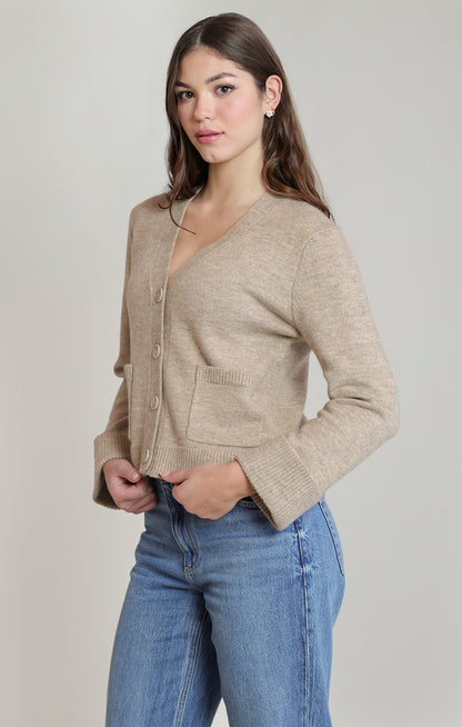 Dex Patch Pocket Cardigan - Taupe Heather