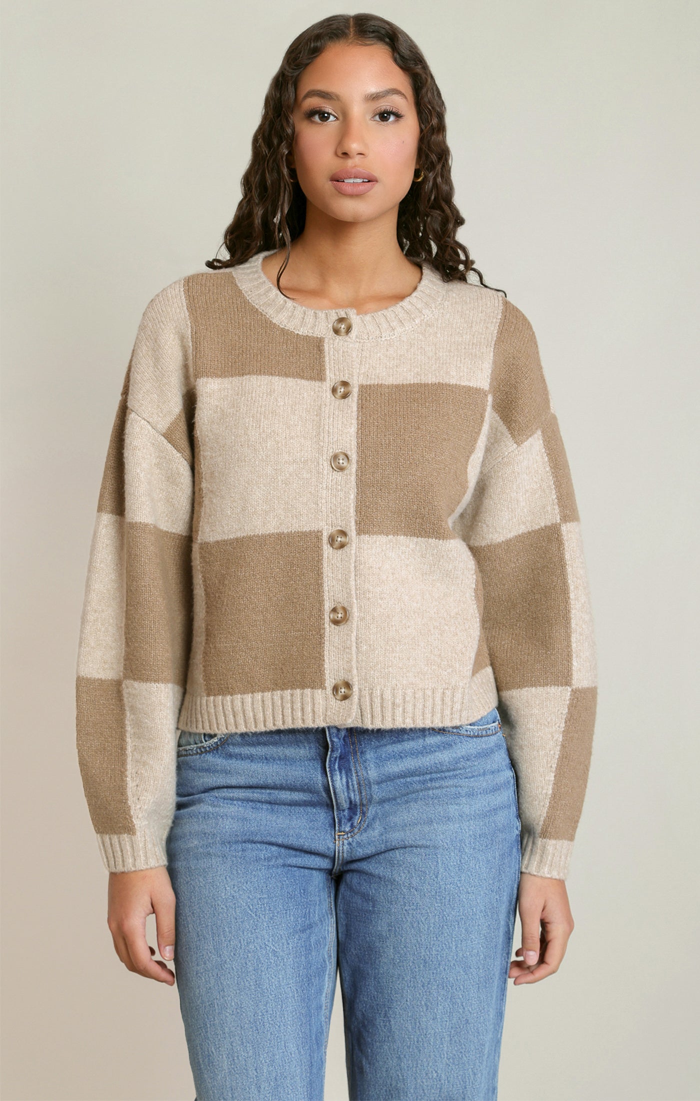 Dex Colorblock Cardigan - Light Heather Taupe