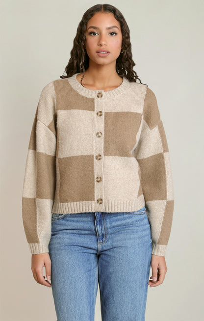Dex Colorblock Cardigan - Light Heather Taupe