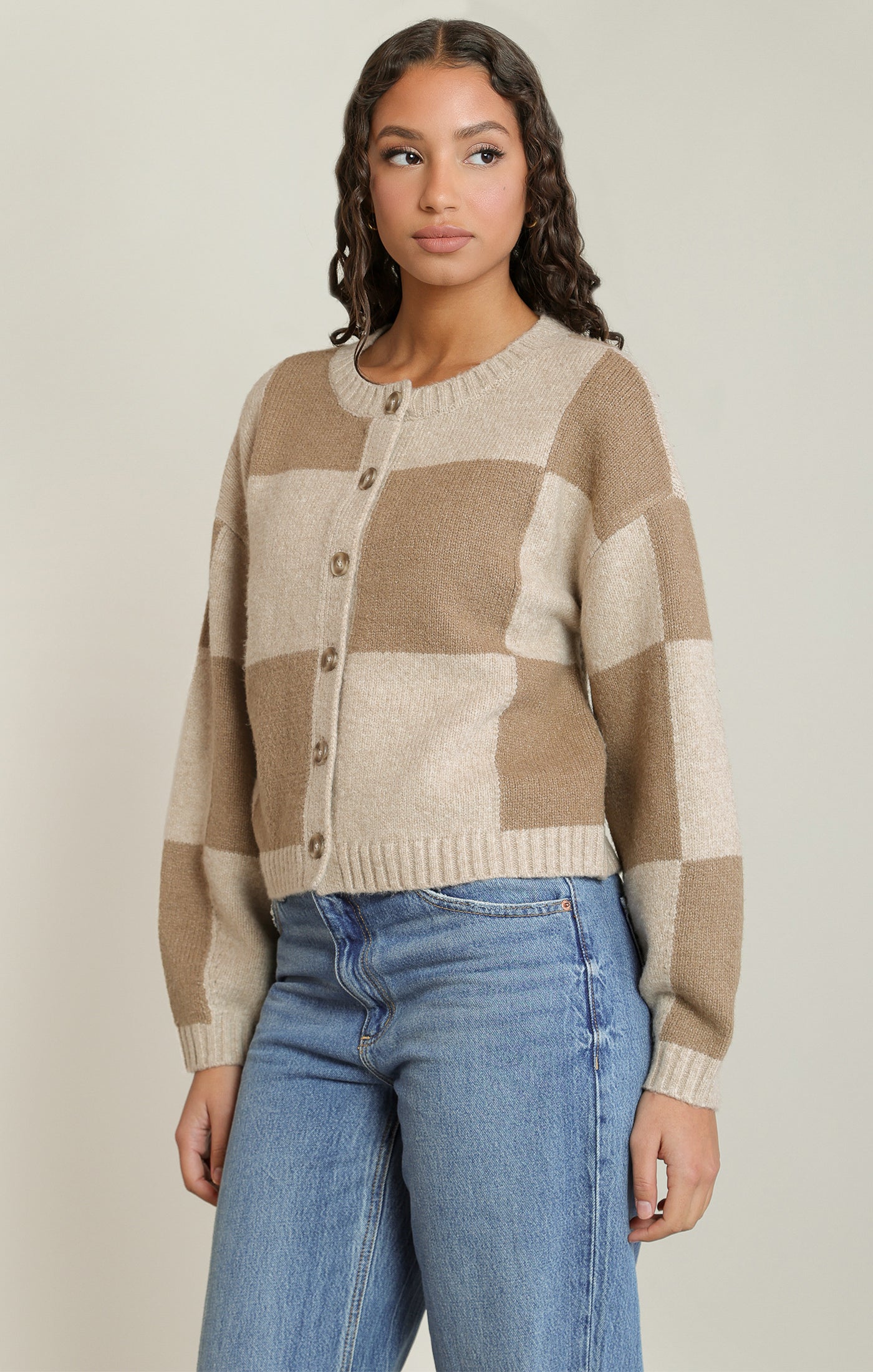 Dex Colorblock Cardigan - Light Heather Taupe