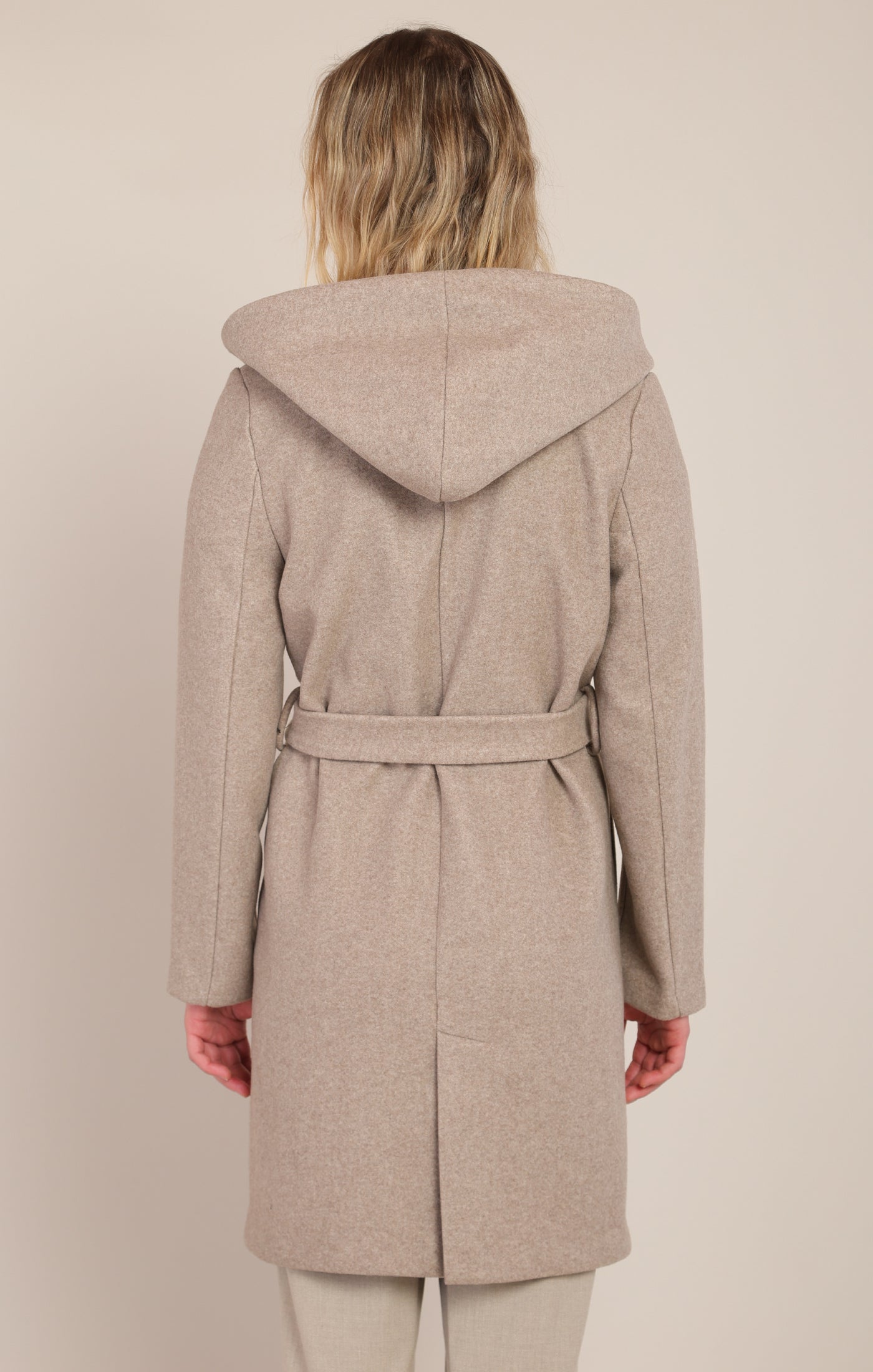 Dex Belted Hooded Coat - Stone