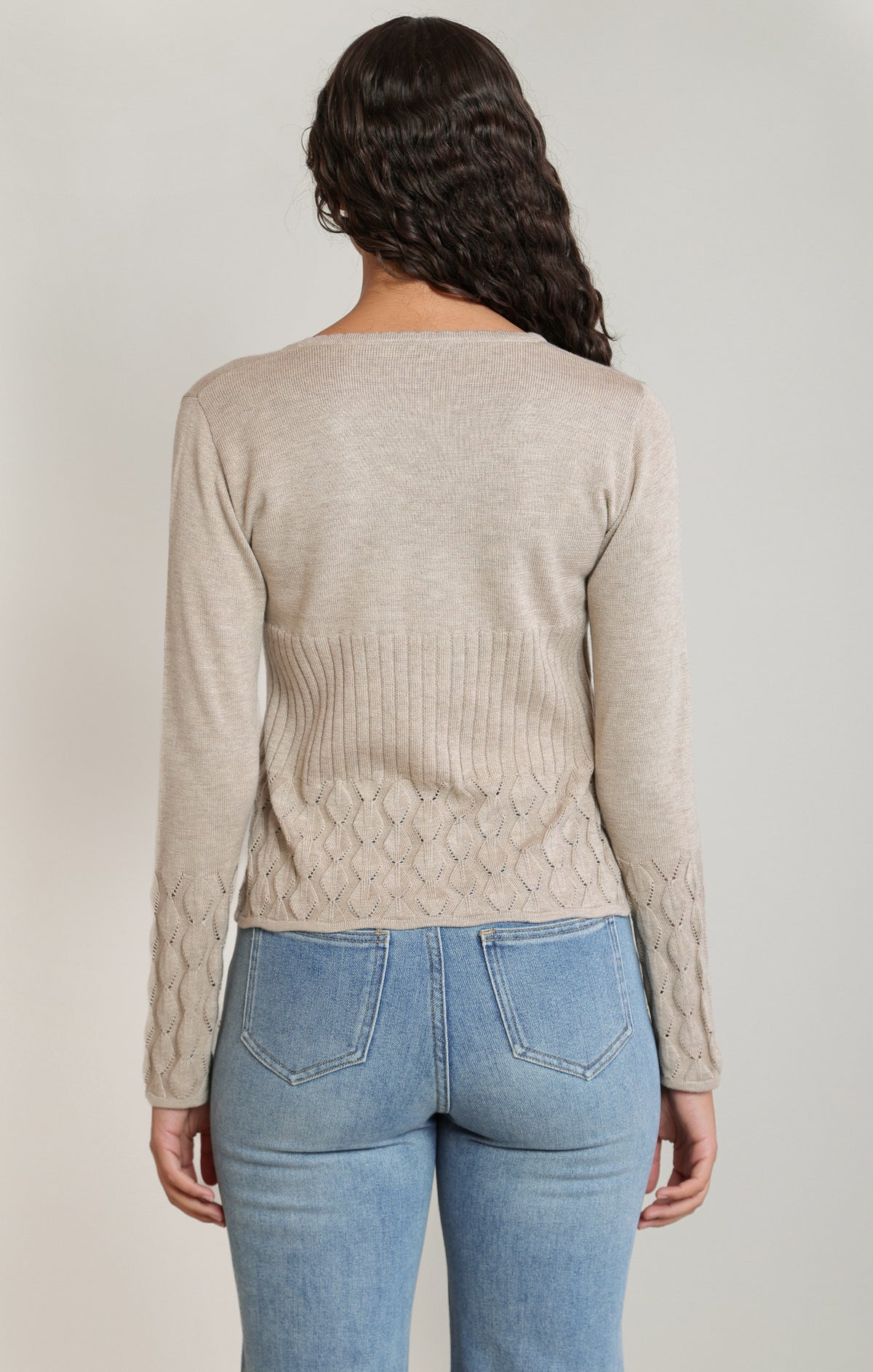 Dex Front Tie Cardigan - Oatmeal
