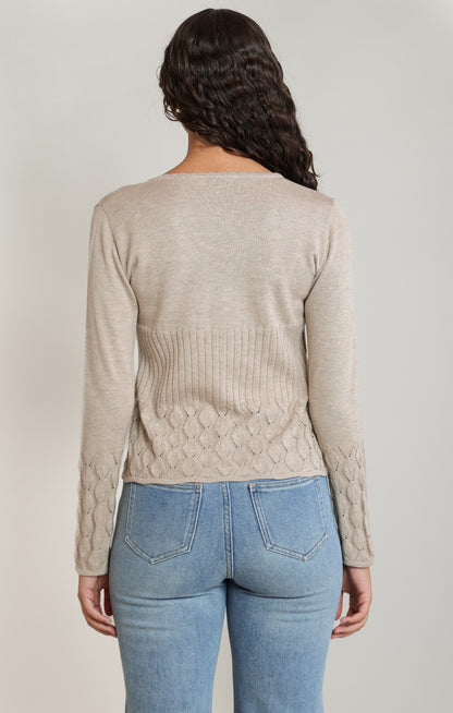 Dex Front Tie Cardigan - Oatmeal