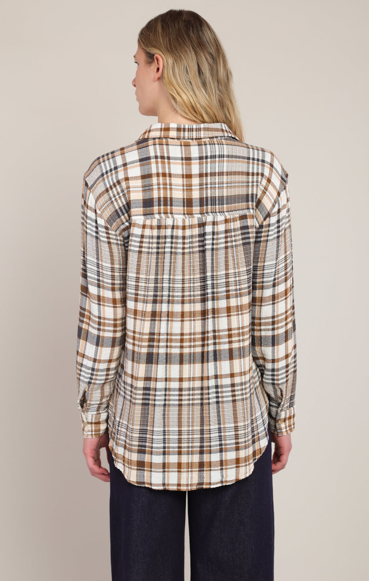 Dex Plaid Shirt - Brown & Navy Plaid