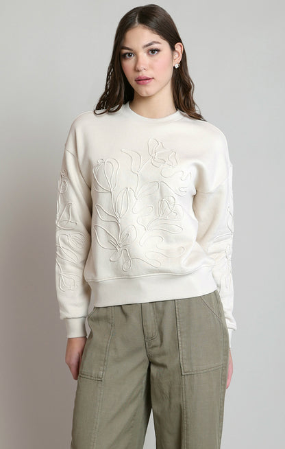 Dex Embroidered Sweatshirt - Ivory