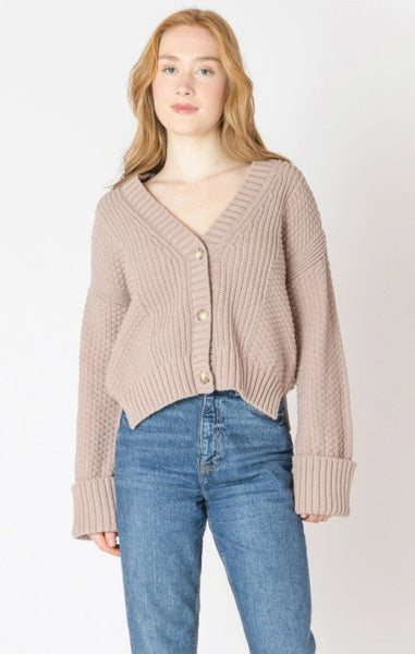 Dex Cuffed Sleeve Cardigan - Beige