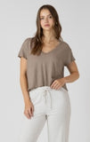 Dex Lace Trim Waffle Top - Mocha Heather