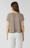 Dex Lace Trim Waffle Top - Mocha Heather