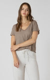 Dex Lace Trim Waffle Top - Mocha Heather