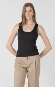 Black Tape Scoopneck Tank - Black
