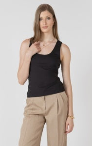 Black Tape Scoopneck Tank - Black