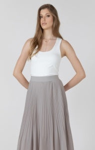 Black Tape Scoopneck Tank - White