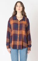 Dex Plus Plaid Shirt - Plum and Orange