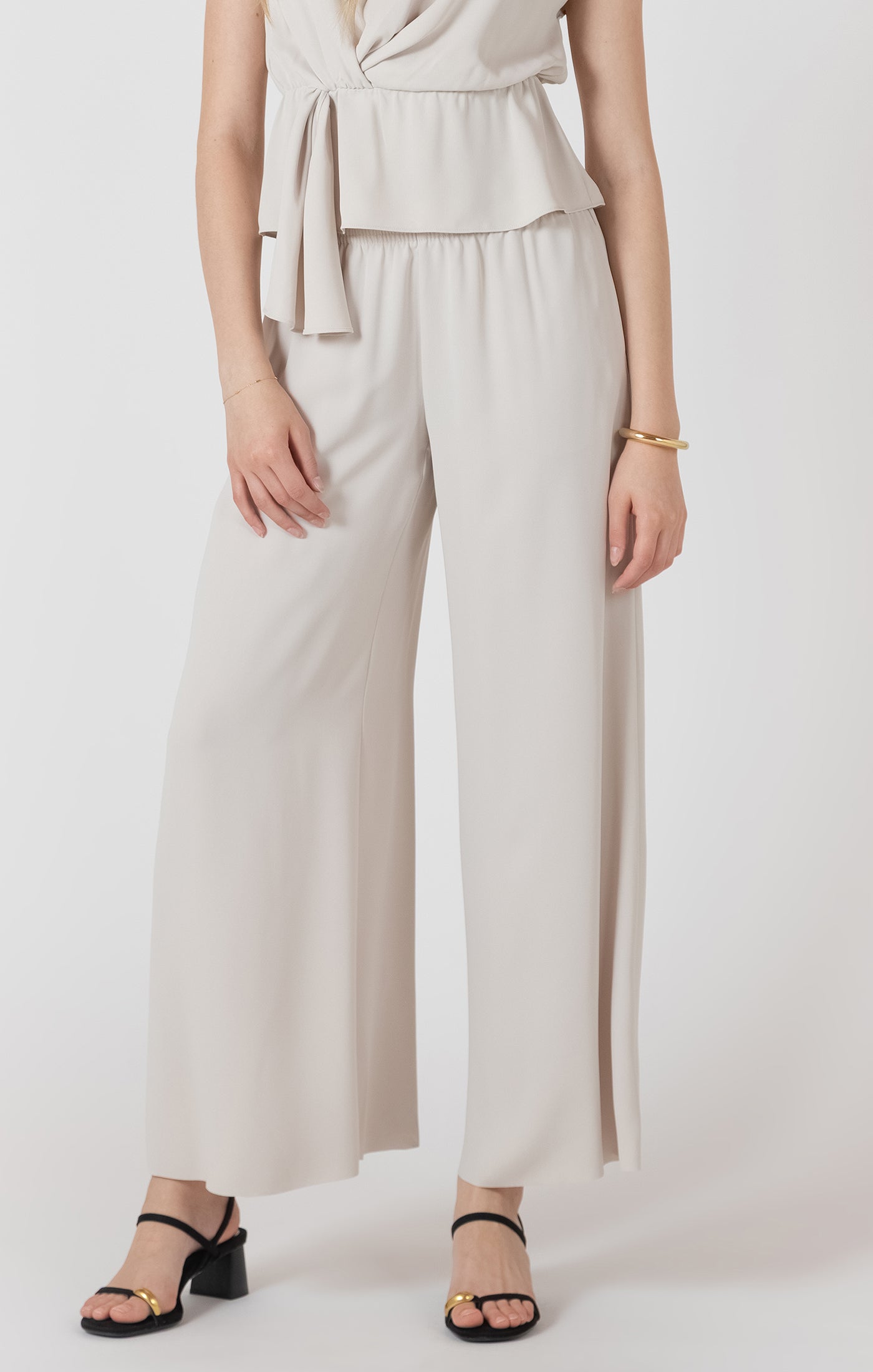 Dex Flowy Wide-Leg Pants - Matte Pearl