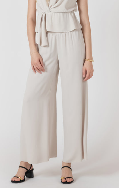 Dex Flowy Wide-Leg Pants - Matte Pearl