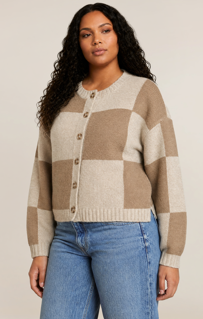Dex Colorblock Cardigan Plus - Light Heather Taupe