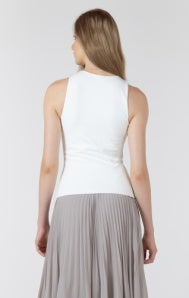 Black Tape Scoopneck Tank - White