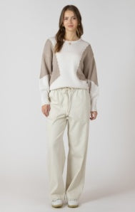 Dex Colorblock Crewneck Sweater - Natural & Fawn