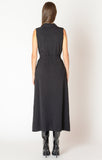 Black Tape Sleeveless Belted Shirt Dress - Black