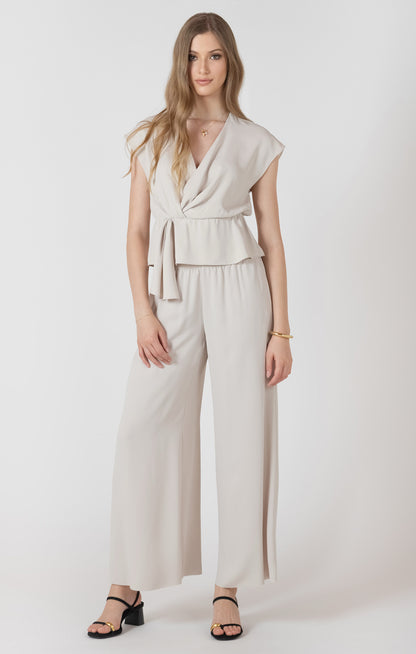Dex Flowy Wide-Leg Pants - Matte Pearl