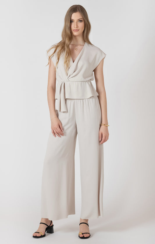 Dex Flowy Wide-Leg Pants - Matte Pearl