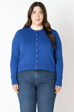 Dex Plus Easy Crewneck Cardigan - Sapphire