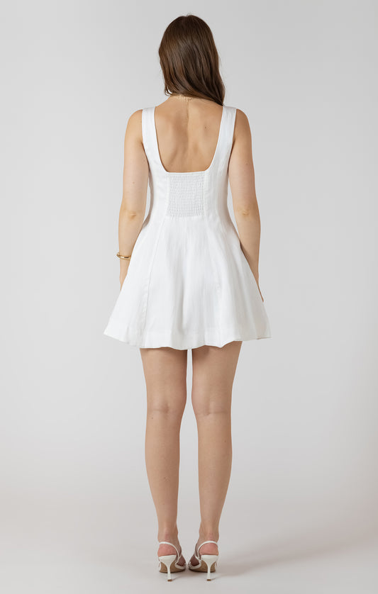 Dex Fit & Flare Panelled Mini Dress - Off-White