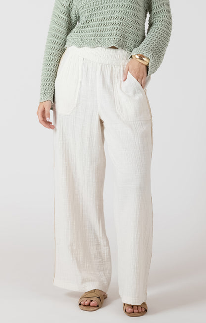 Dex Crochet Trim Wide Leg Pant - Ecru