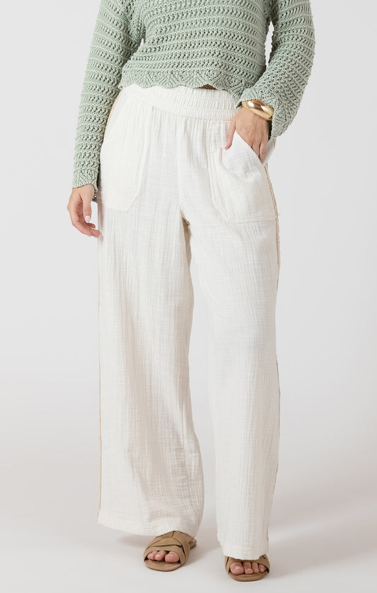 Dex Crochet Trim Wide Leg Pant - Ecru