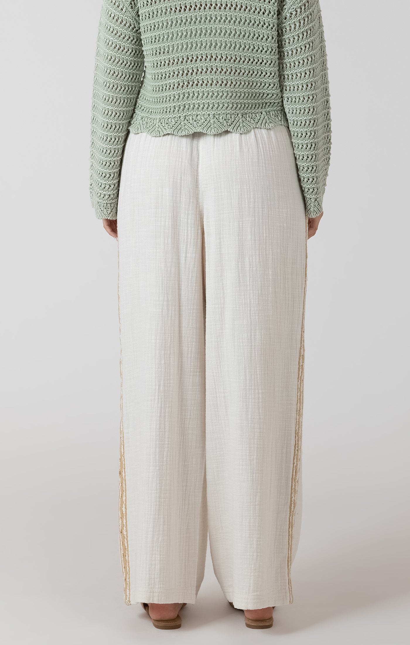 Dex Crochet Trim Wide Leg Pant - Ecru