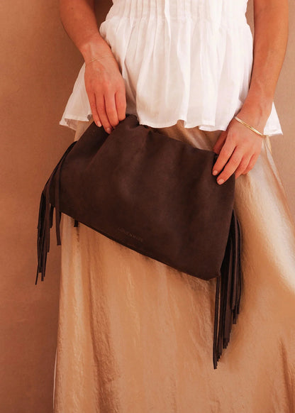 Louenhide Reese Shoulder Bag - Suede Chocolate