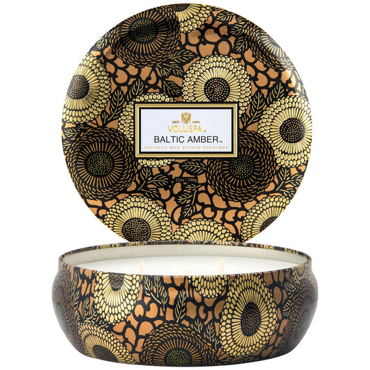 Voluspa Candle 3 Wick Tin - Baltic Amber