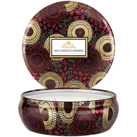 Voluspa 3 Wick Tin - Goji Tarocco Orange