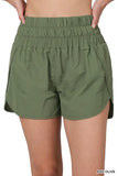 Track Shorts With Lining & Mesh Back Pockets - Ash Olive