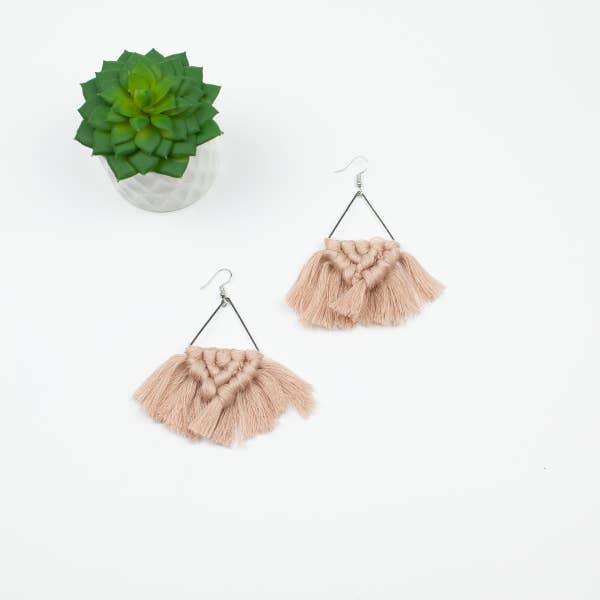 Funky Monkey Macrame Boho Earring - Blush