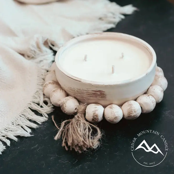 Cedar Mountain Candle 3 Wick Beaded Clay Bowl Candle - Lavender & Sweet Lemon