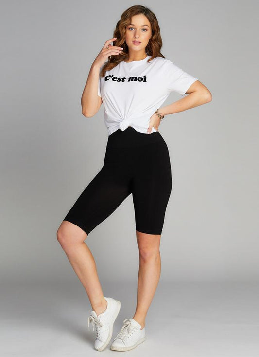 Cest Moi High Waisted Long Shorts - Black
