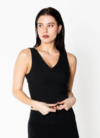 Cest Moi Bamboo Ribbed S/Less Wrap Top - Black